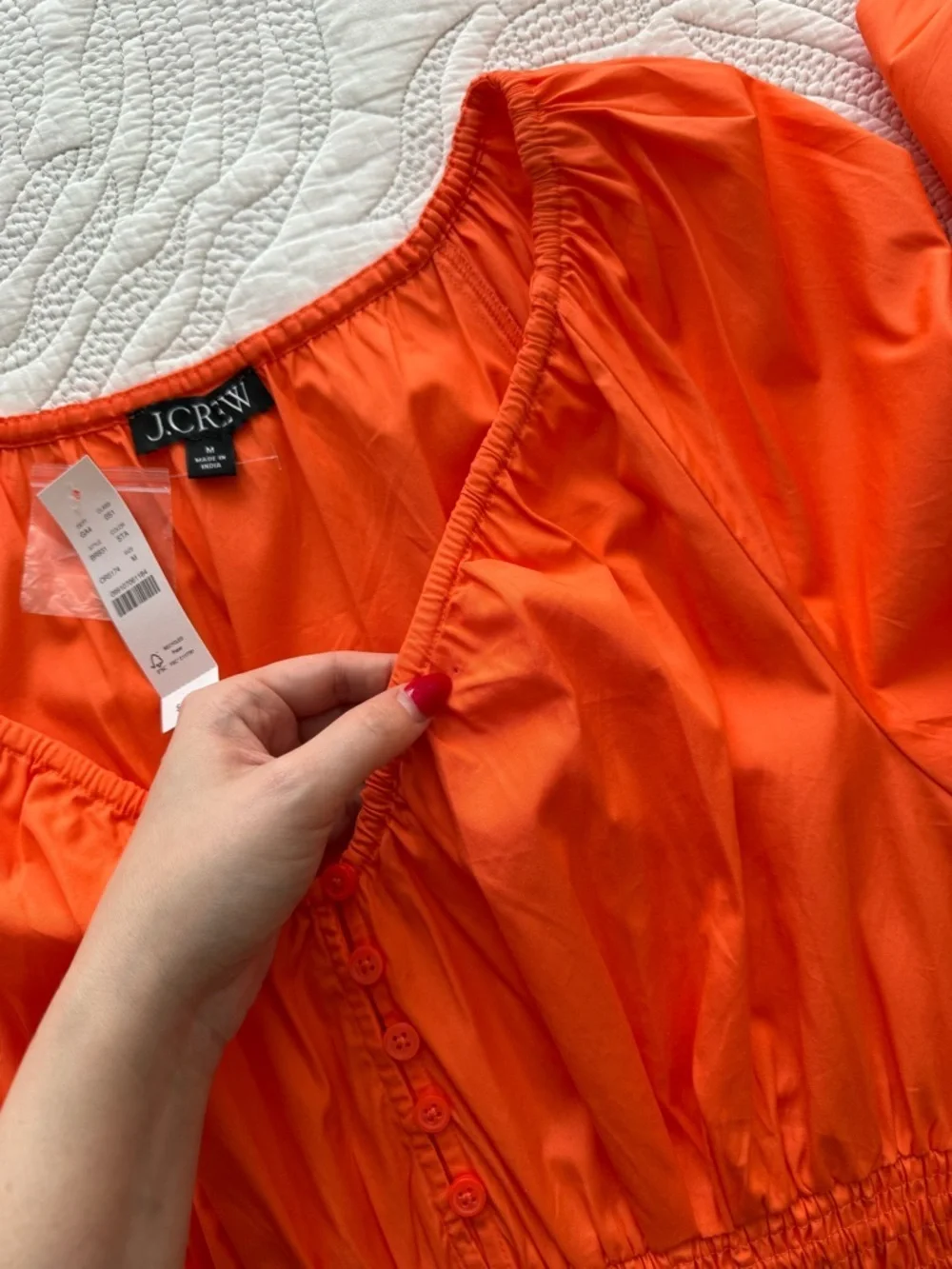 NWT - J. Crew - V-neck Midi Dress in Cotton Poplin - Sweet Tangerine